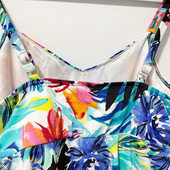 Swim‎ Solutions Womens Tankini Swim Top Size 12 Underwire Tropical Beach Flowy - Picture 10 of 11